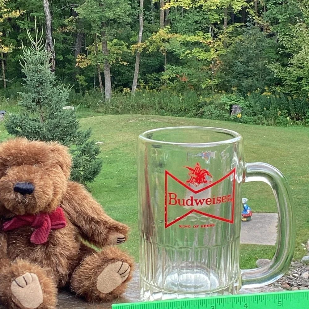 🍺  Beer Mug Budweiser King of BEERS 🍺 🍺 Vintage Glass Handle
